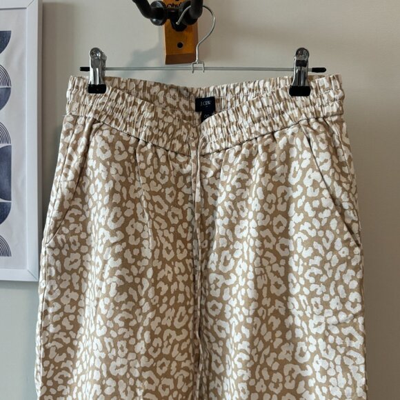 J. Crew • leopard print linen drawstring pants - Picture 2 of 10